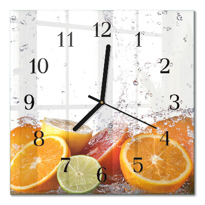 Pendule carrée en verre Oranges