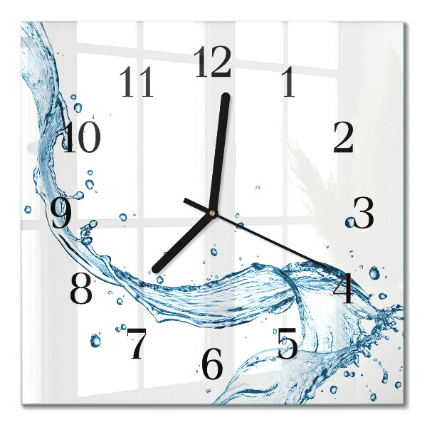 Pendule carrée en verre Eau