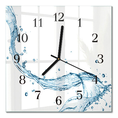 Pendule carrée en verre Eau