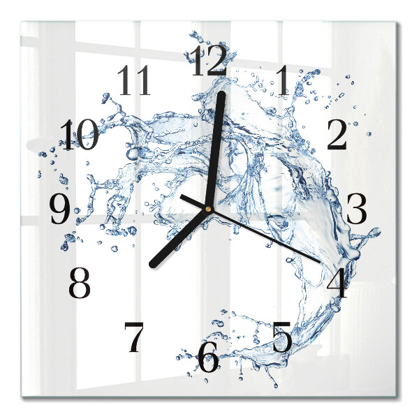 Pendule carrée en verre Eau