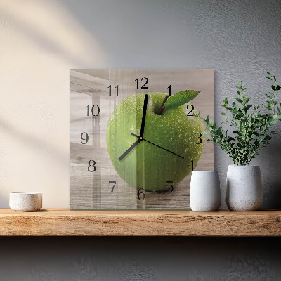 Pendule carrée en verre Pommes