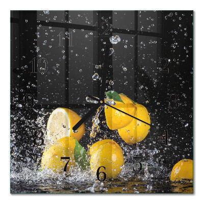 Pendule carrée en verre Citrons