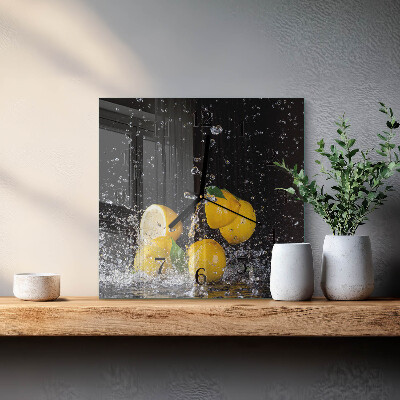 Pendule carrée en verre Citrons