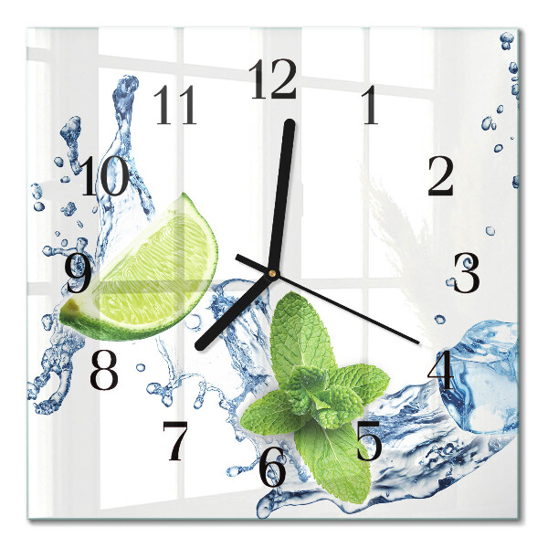 Horloge murale carrée Menthe et citron vert