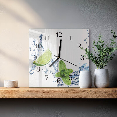Horloge murale carrée Menthe et citron vert