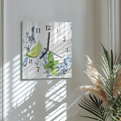 Horloge murale carrée Menthe et citron vert