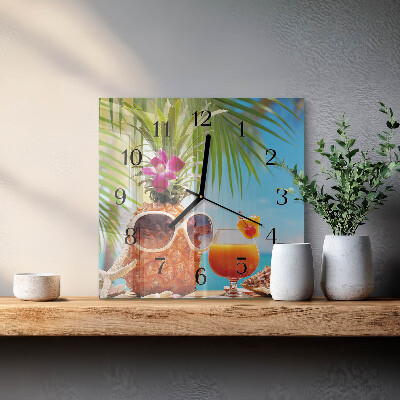 Pendule carrée en verre Vacances