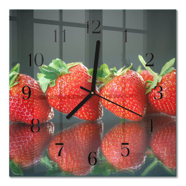 Pendule carrée en verre Fraises