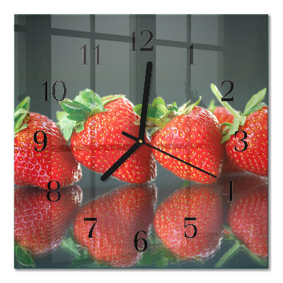 Pendule carrée en verre Fraises