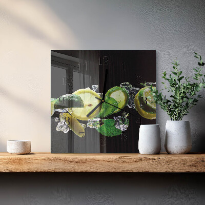 Horloge murale carrée Citron et citron vert