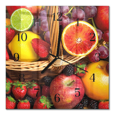 Pendule carrée en verre Fruit