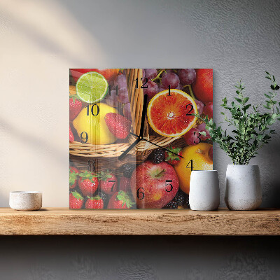 Pendule carrée en verre Fruit