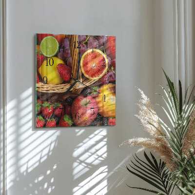 Pendule carrée en verre Fruit