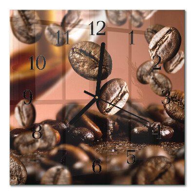 Pendule carrée en verre Café en grains