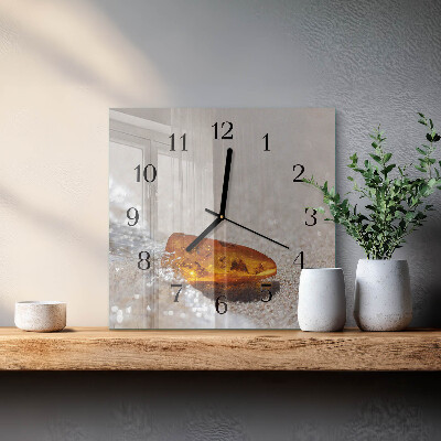 Pendule carrée en verre Ambre