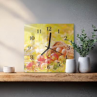 Pendule carrée en verre Pommes