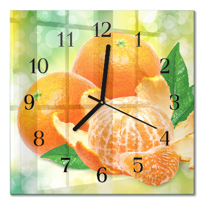 Pendule carrée en verre Oranges