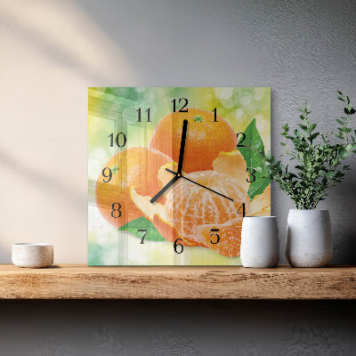 Pendule carrée en verre Oranges
