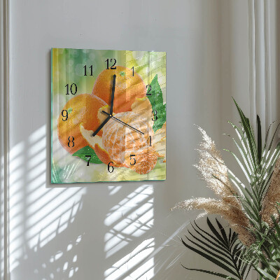 Pendule carrée en verre Oranges