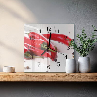 Horloge murale carrée Piments