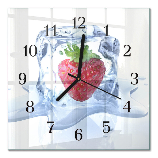 Pendule carrée en verre Glace à la fraise