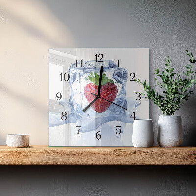 Pendule carrée en verre Glace à la fraise