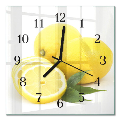 Pendule carrée en verre Citrons