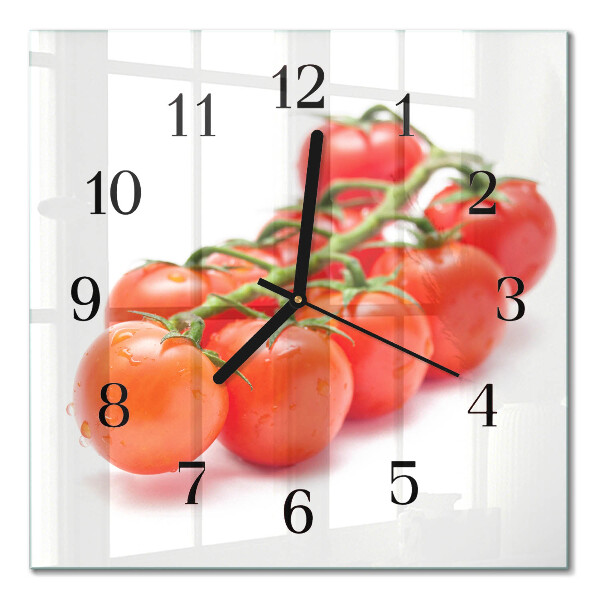 Pendule carrée en verre Tomates