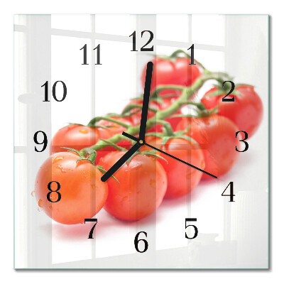 Pendule carrée en verre Tomates