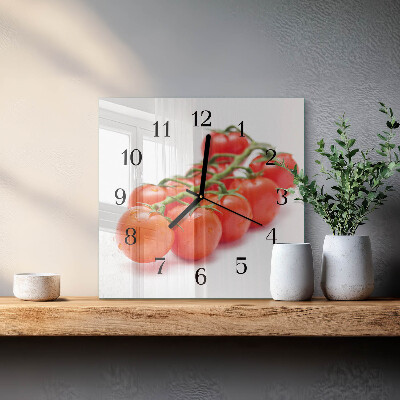 Pendule carrée en verre Tomates