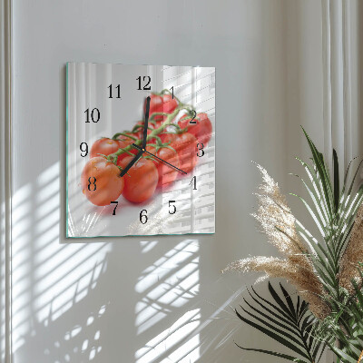 Pendule carrée en verre Tomates