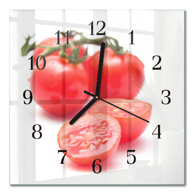Pendule carrée en verre Tomates