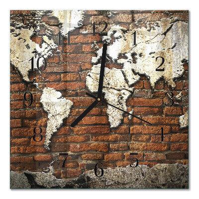Horloge murale carrée Continents