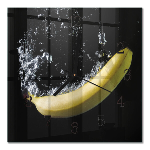 Pendule carrée en verre Banane