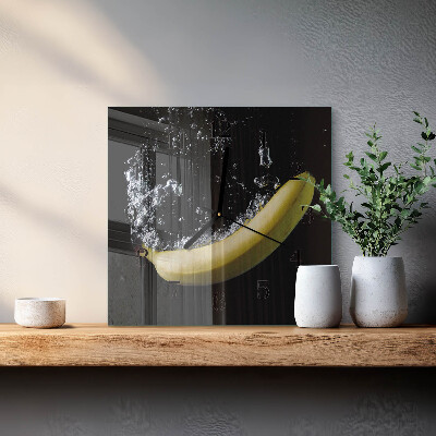 Pendule carrée en verre Banane