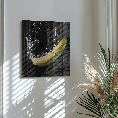 Pendule carrée en verre Banane