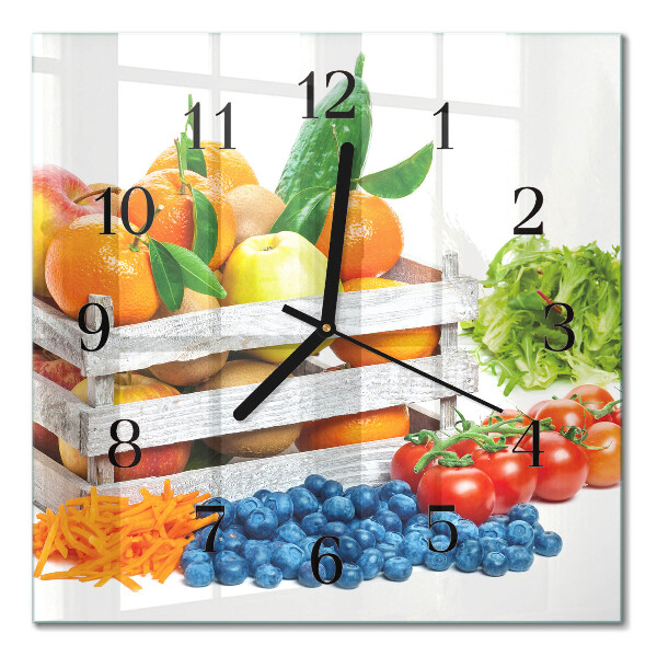 Pendule carrée en verre Légumes
