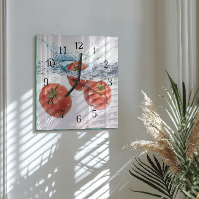 Pendule carrée en verre Tomates
