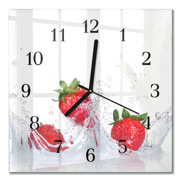 Pendule carrée en verre Fraise