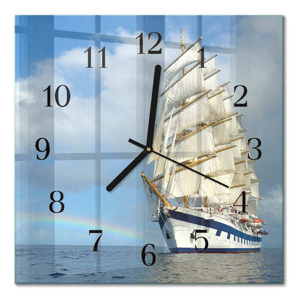 Pendule carrée en verre Bateau