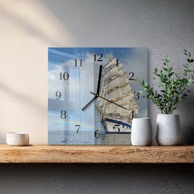 Pendule carrée en verre Bateau