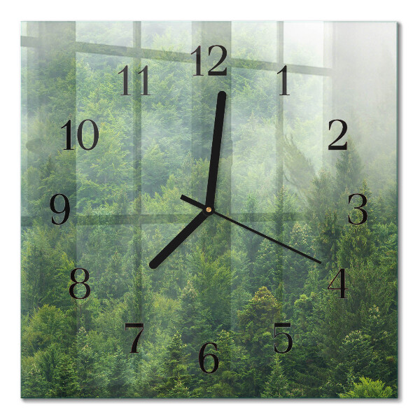 Pendule carrée en verre Forêt brumeuse