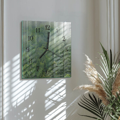 Pendule carrée en verre Forêt brumeuse