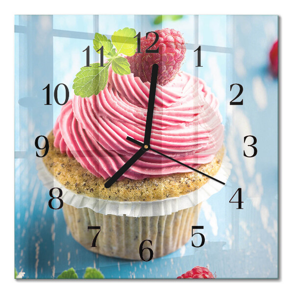 Horloge murale carrée Muffin aux framboises