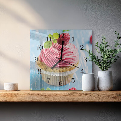 Horloge murale carrée Muffin aux framboises