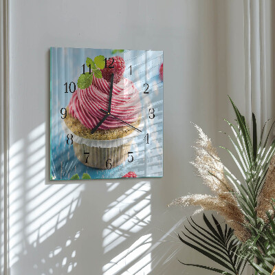 Horloge murale carrée Muffin aux framboises