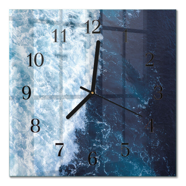 Pendule carrée en verre Vagues océaniques
