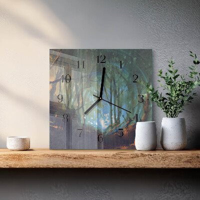 Pendule carrée en verre Forêt mystique