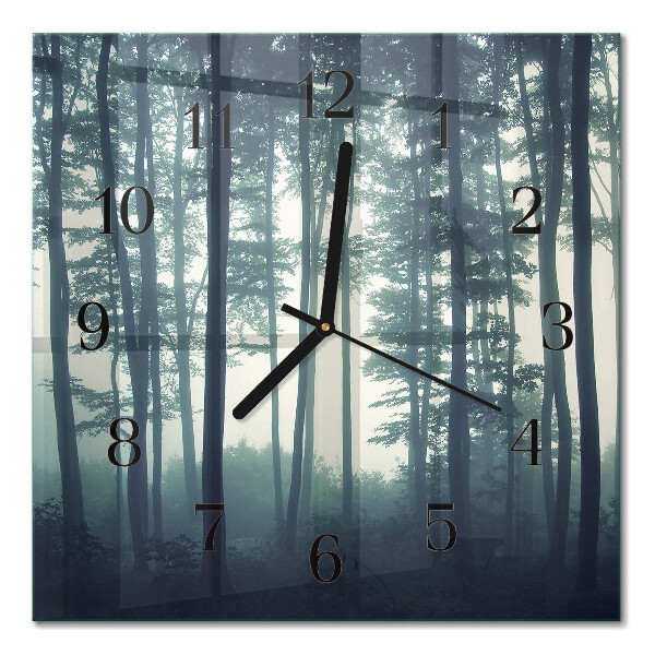 Horloge murale carrée Forêt brumeuse