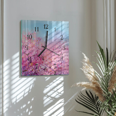 Pendule carrée en verre Motif floral